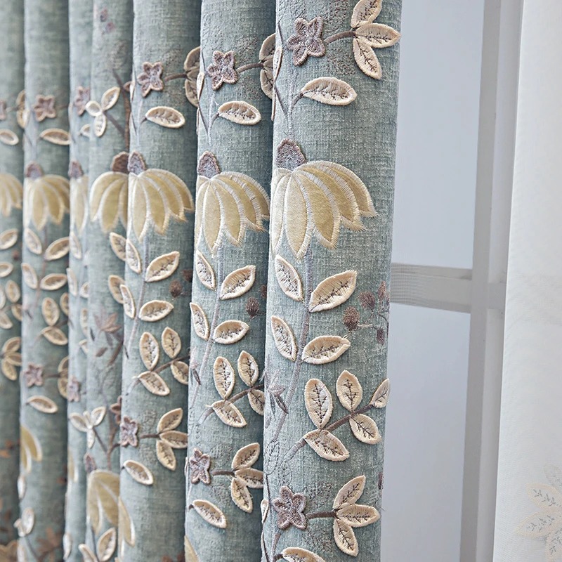 Luksusowe zasłony z przelotkami z motywem kwiatowym 2szt - obrazek 3