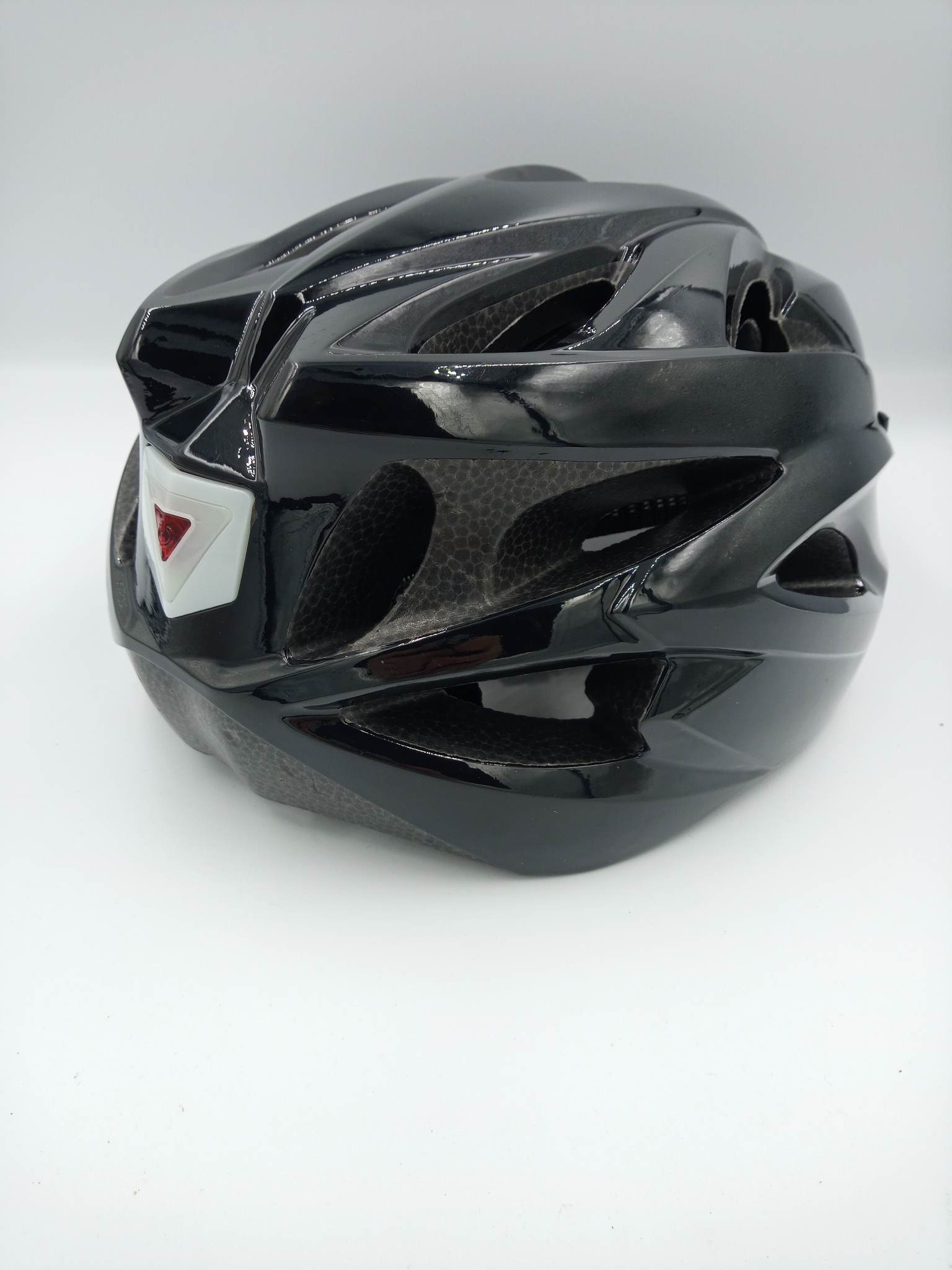 Lakierowany kask rowerowy czarny z lampką LED HT-13 - obrazek 5