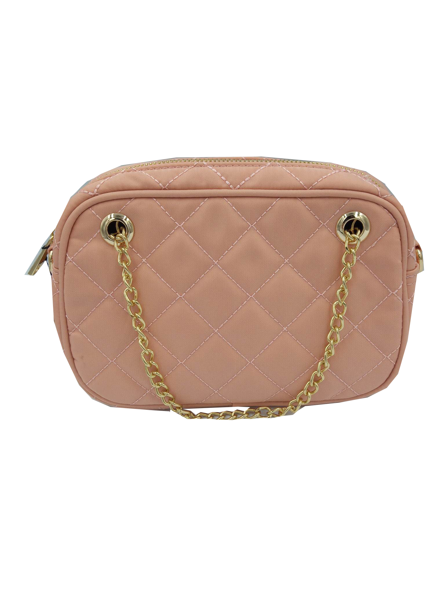 Pikowana damska torebka crossbody w kolorze różowym