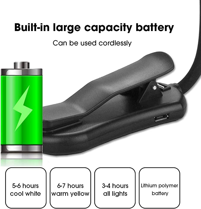 Auykoo Lampka nocna do czytania 7 LED z klipsem - obrazek 5