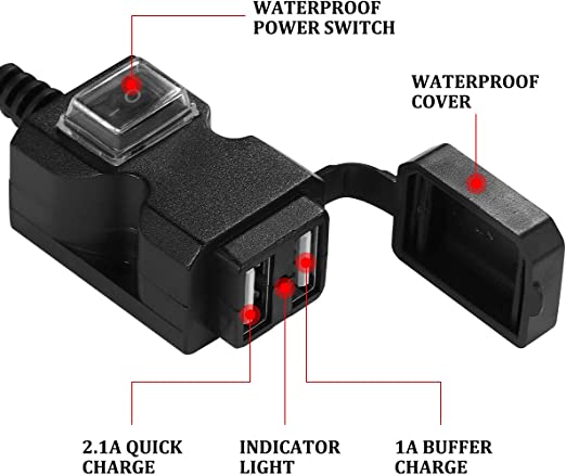 VOSAREA Wodoodporna ładowarka motocyklowa USB Kierownica Tylne - obrazek 3