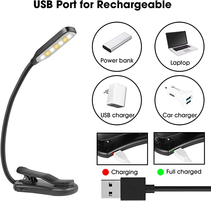 Auykoo Lampka nocna do czytania 7 LED z klipsem - obrazek 4