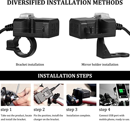 VOSAREA Wodoodporna ładowarka motocyklowa USB Kierownica Tylne - obrazek 5