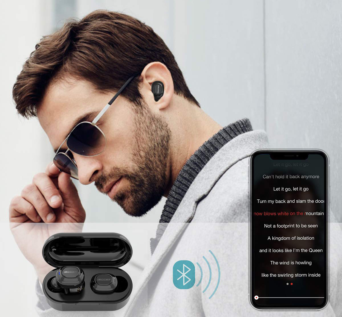 LECCER Słuchawki bezprzewodowe Bluetooth 5.0 - obrazek 3