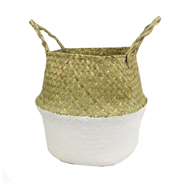 Kosz na doniczkę z trawy morskiej Boho