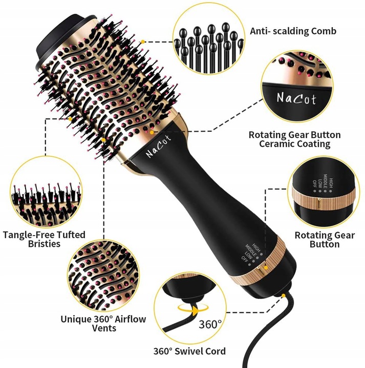 NaCot suszarka szczotka do włosów 5 w 1 styler - obrazek 4