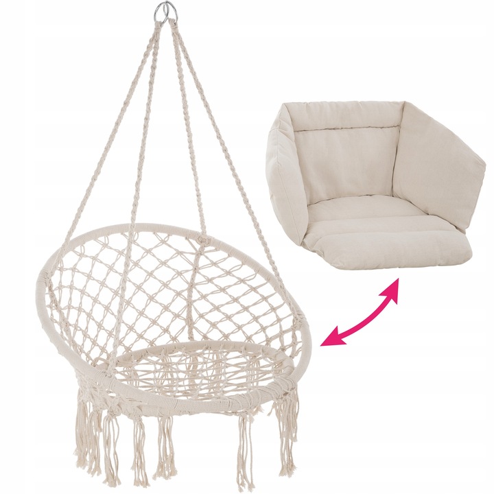 Fotel wiszący czarny hamak huśtawka TecTake - obrazek 3