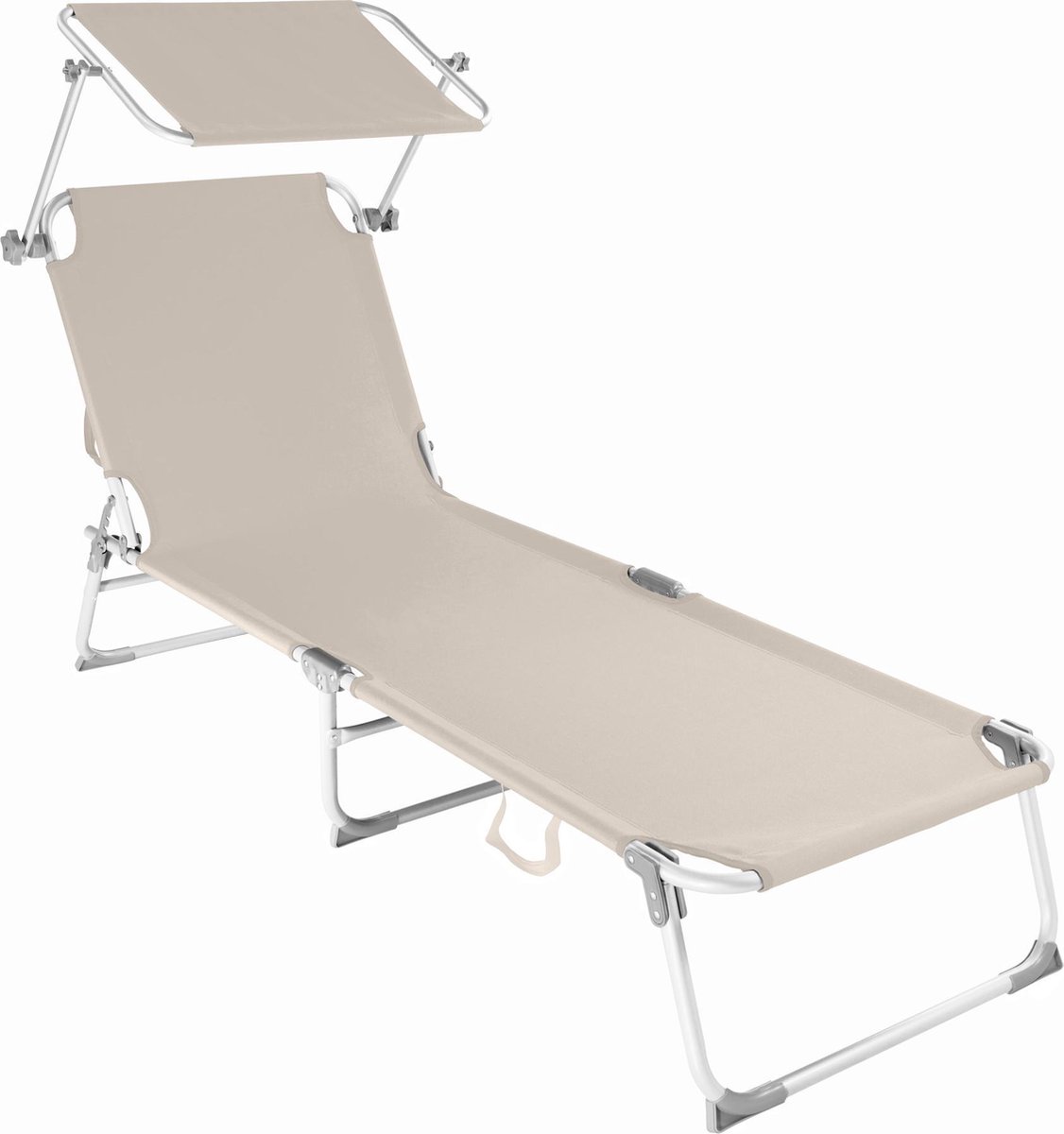 Leżak Ogrodowy Beżowy z daszkiem