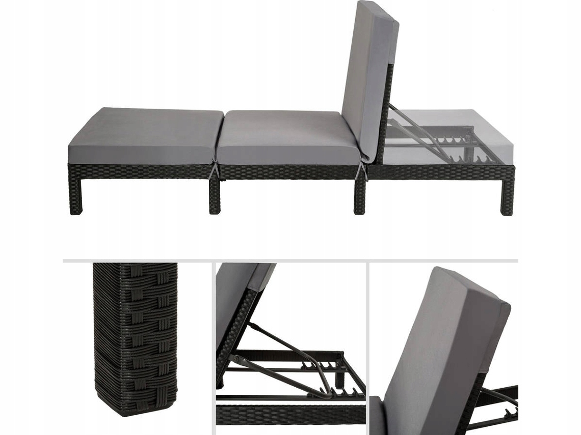 Leżak ogrodowy poliratan Sofia czarny 402307 - obrazek 2
