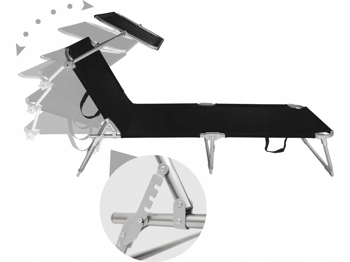 Leżak Ogrodowy Plażowy Leżaki Z Zadaszeniem 400655 - obrazek 2