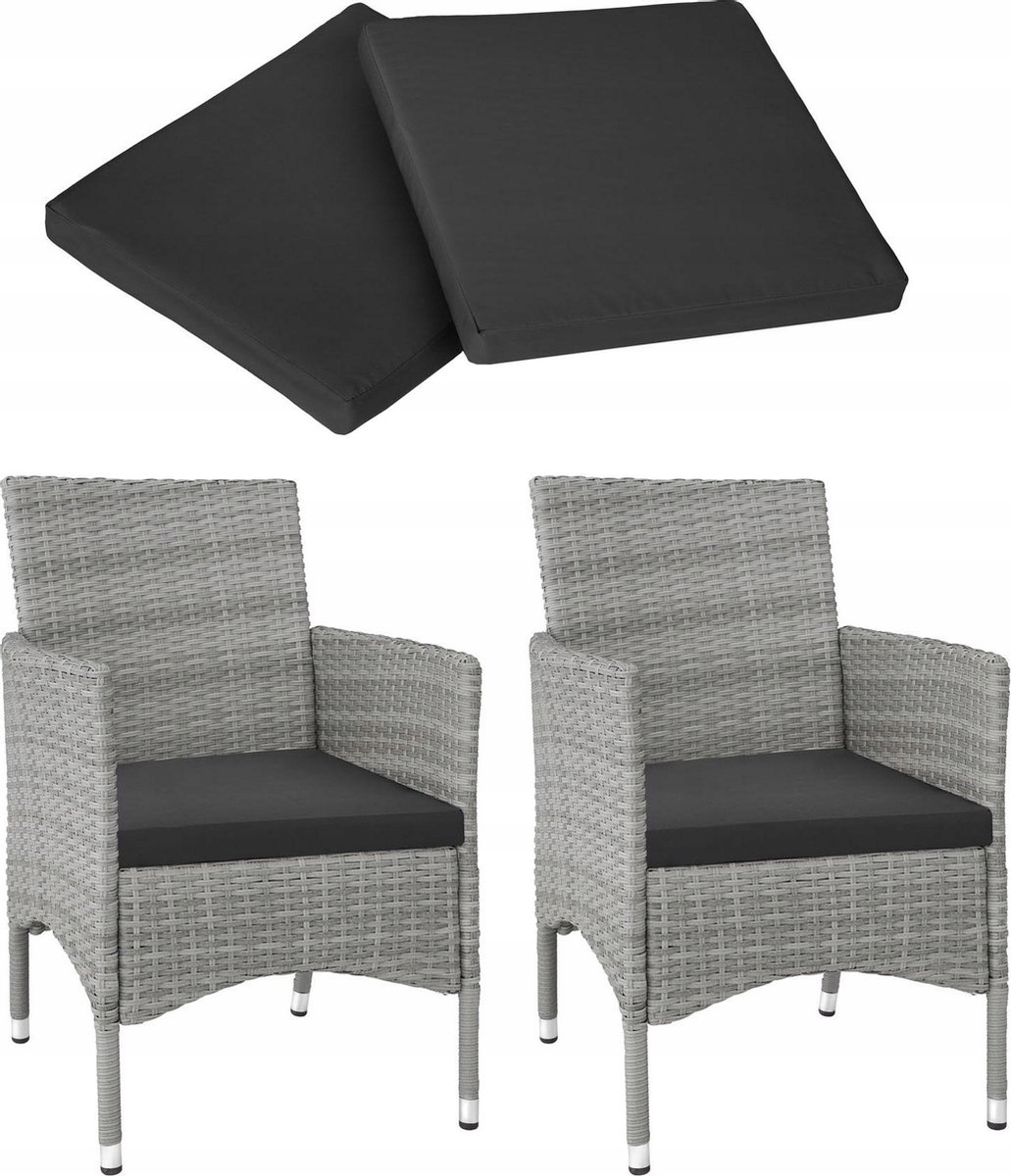 Krzesła 2szt ogrodowe TecTake technorattan szary