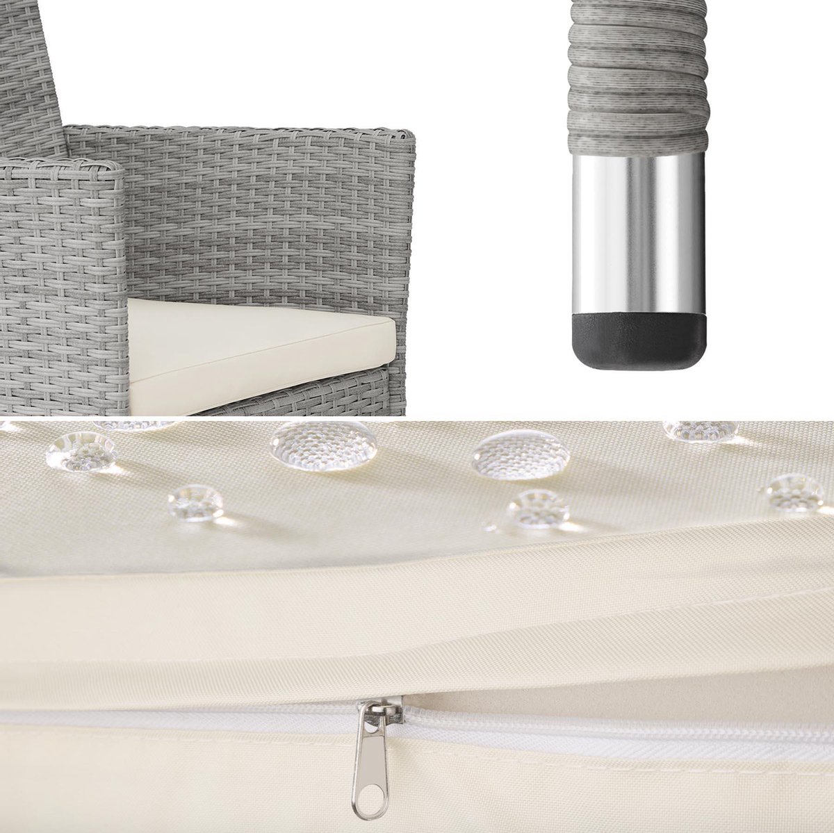 Krzesła 2szt ogrodowe TecTake technorattan szary - obrazek 4