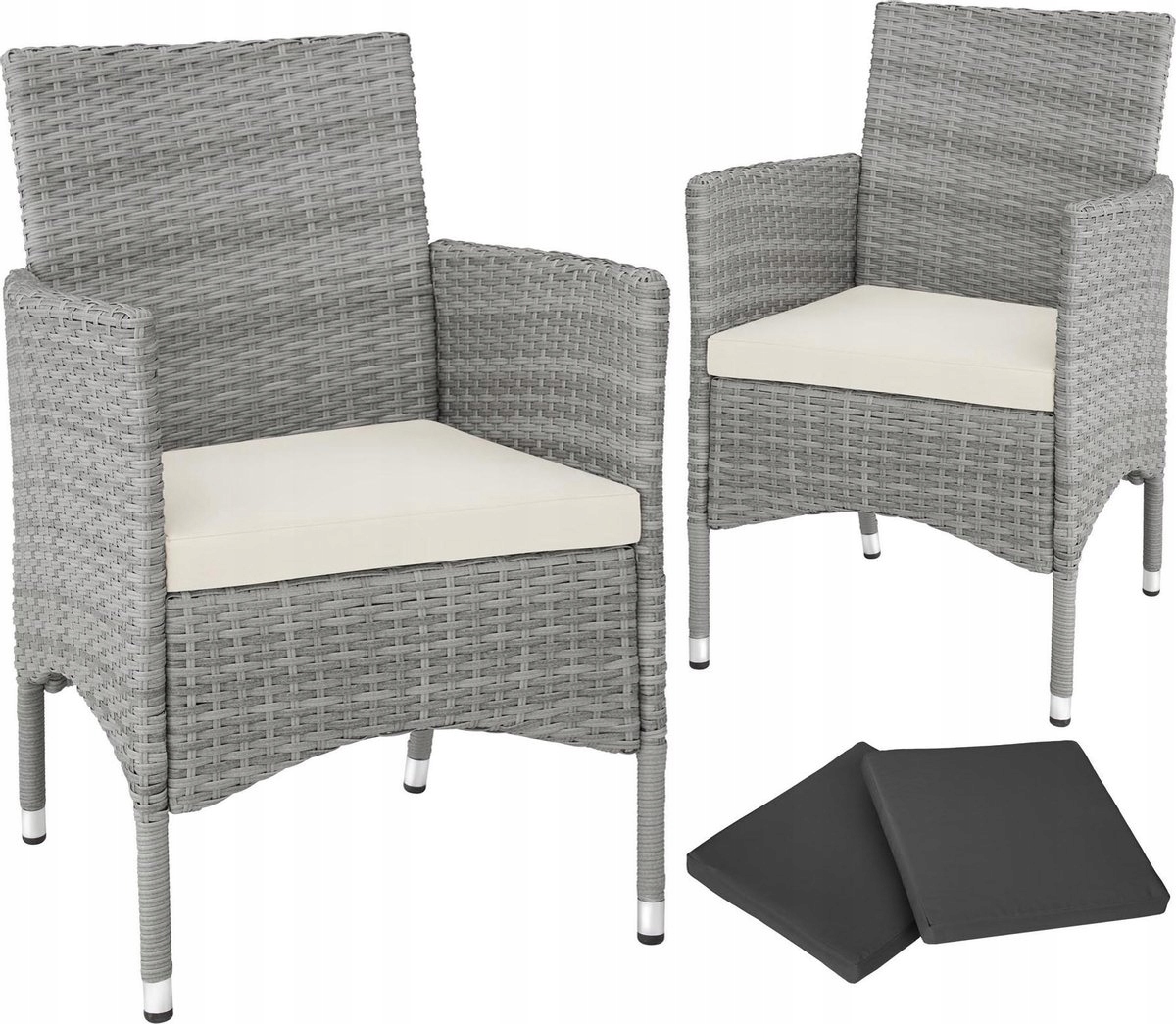 Krzesła 2szt ogrodowe TecTake technorattan szary - obrazek 3