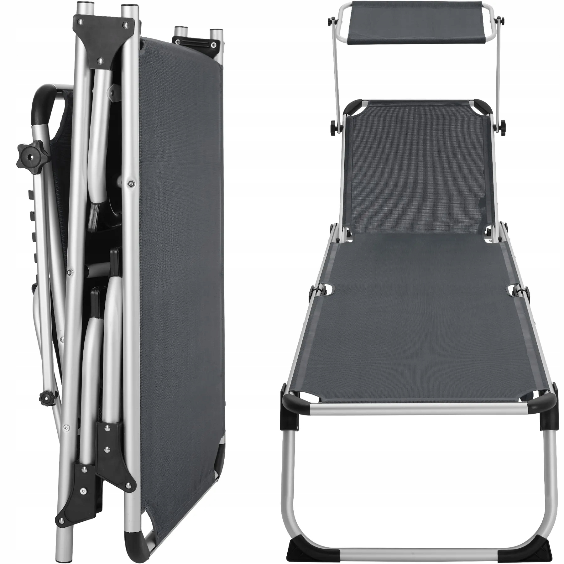 Leżak plażowy Lorella szary regulacją szary - obrazek 2