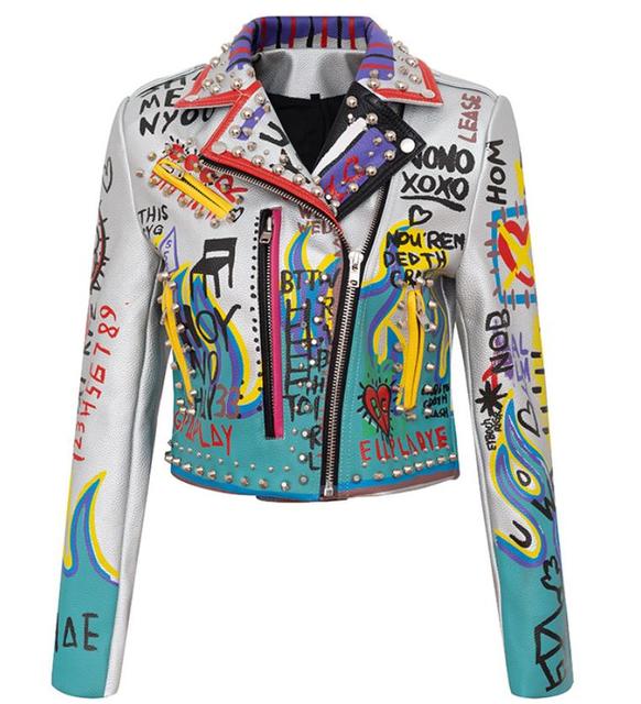 Damska skórzana kurtka w stylu punkowym