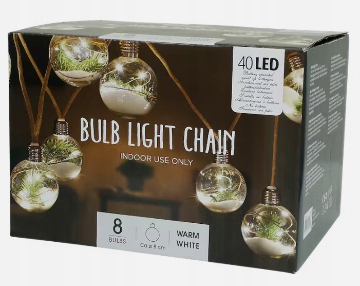 Girlanda Łańcuch świetlny żarówki 8 kul 40 LED - obrazek 2