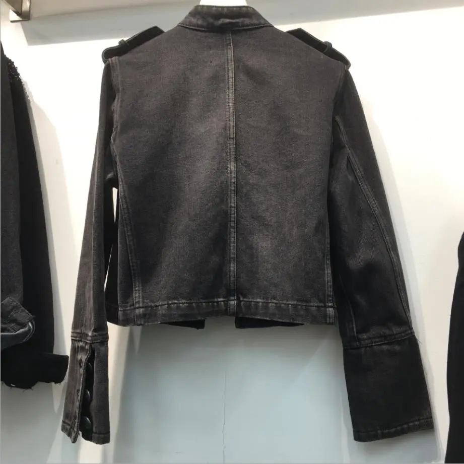 Damska przejściowa kurtka jeansowa w retro - obrazek 2