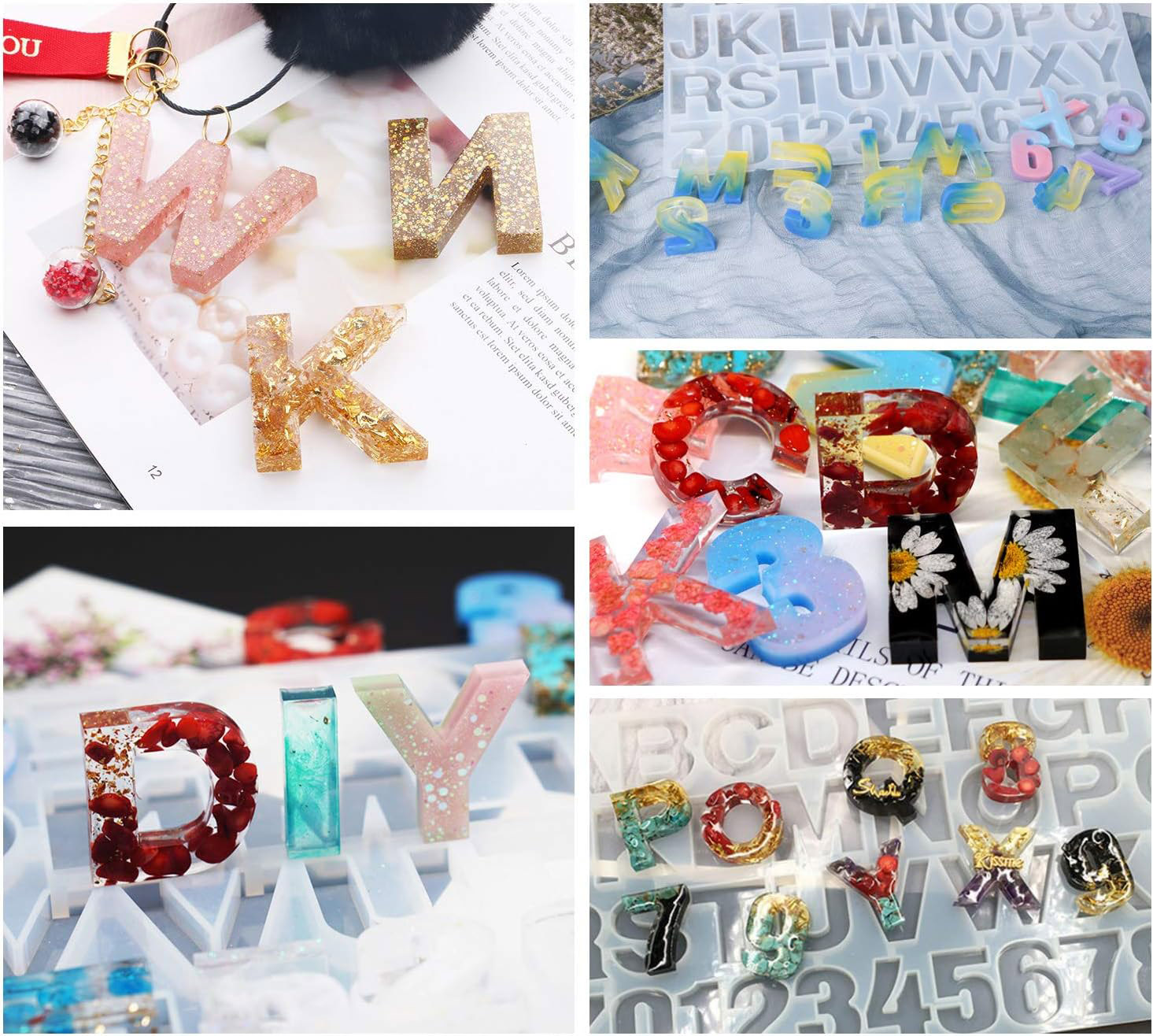 Zestaw form do odlewania żywicy alfabetu naszyjniki bransoletki - obrazek 3