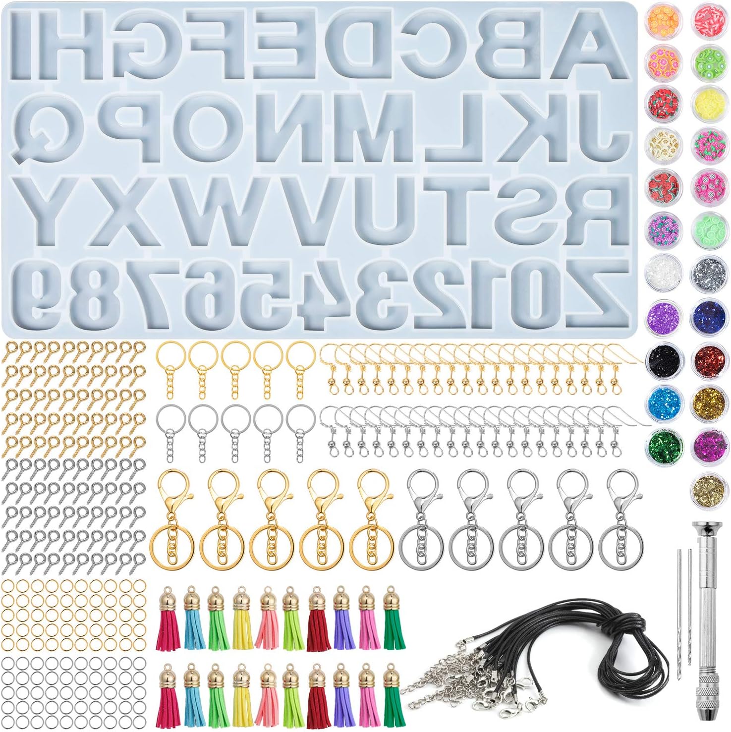 Zestaw form do odlewania żywicy alfabetu naszyjniki bransoletki