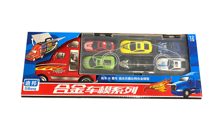 Ciężarówka czerwona z samochodzikami