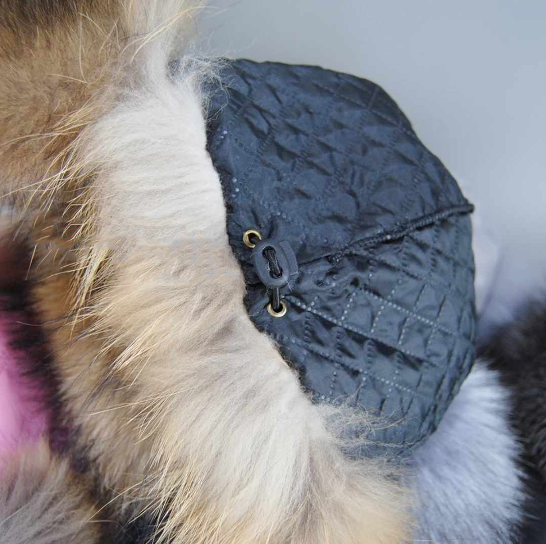 Damska futrzana zimowa czapka uszatka Czarna - obrazek 3