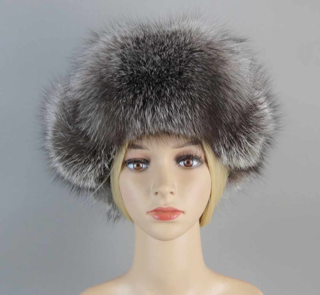 Damska futrzana zimowa czapka uszatka Czarna - obrazek 6