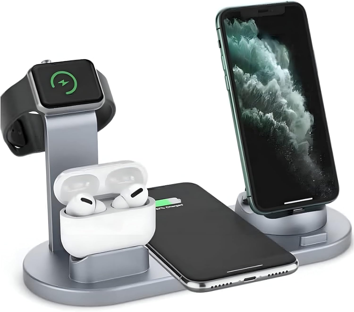 FAST CHARGER Ładowarka bezprzewodowa 4w1 Szara - obrazek 2