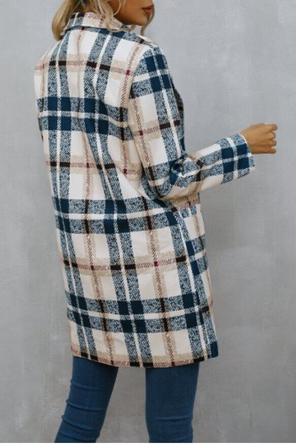 Damski płaszcz wiosenny w kratę - obrazek 3