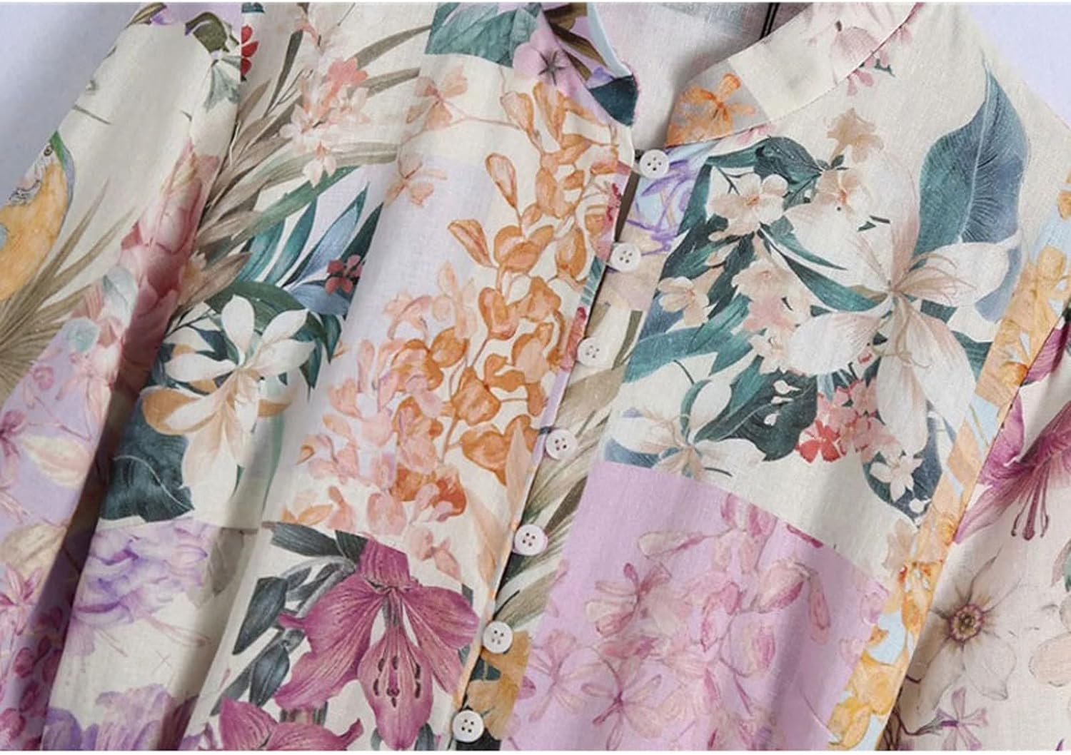 Sukienka mini w kwiaty z długim rękawem - obrazek 4