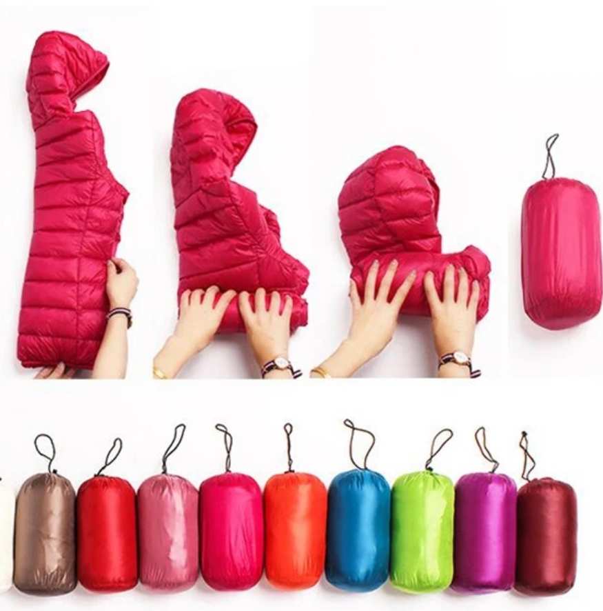 Dziewczęca ultralekka przenośna kurtka z kapturem - obrazek 2