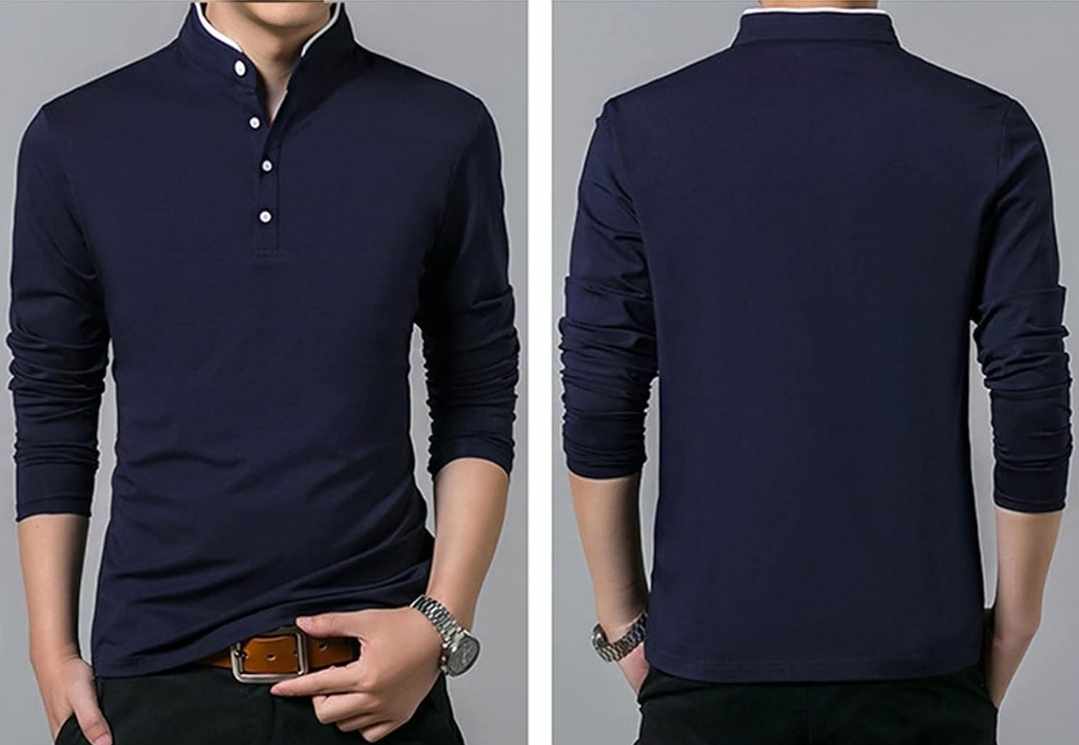 Męska koszulka polo ze stójką z długim rękawem - obrazek 2