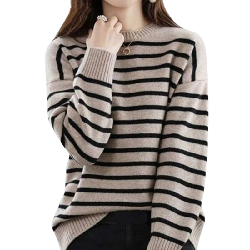 Sweter damski beżowy w paski rozmiar S