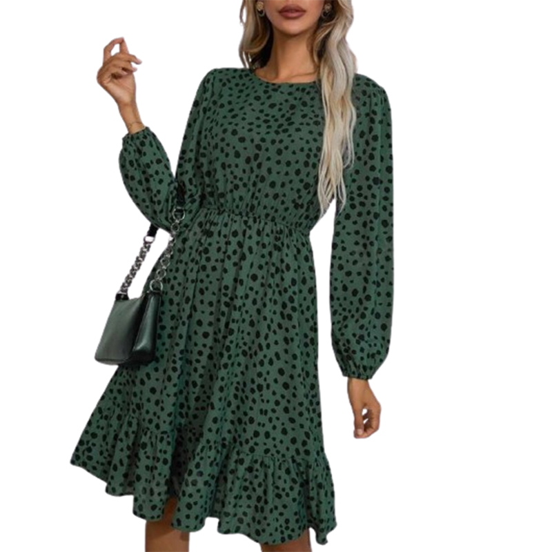 Damska sukienka zielona z długim rękawem