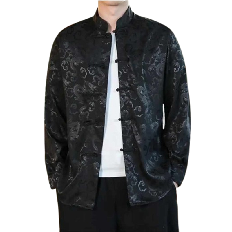 Męska koszula smok strój Tang chiński rozmiar M