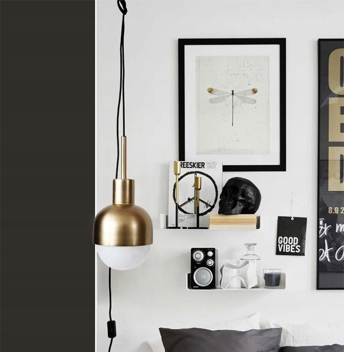 Nowoczesna wisząca lampa + żarówka ZŁOTA - obrazek 3