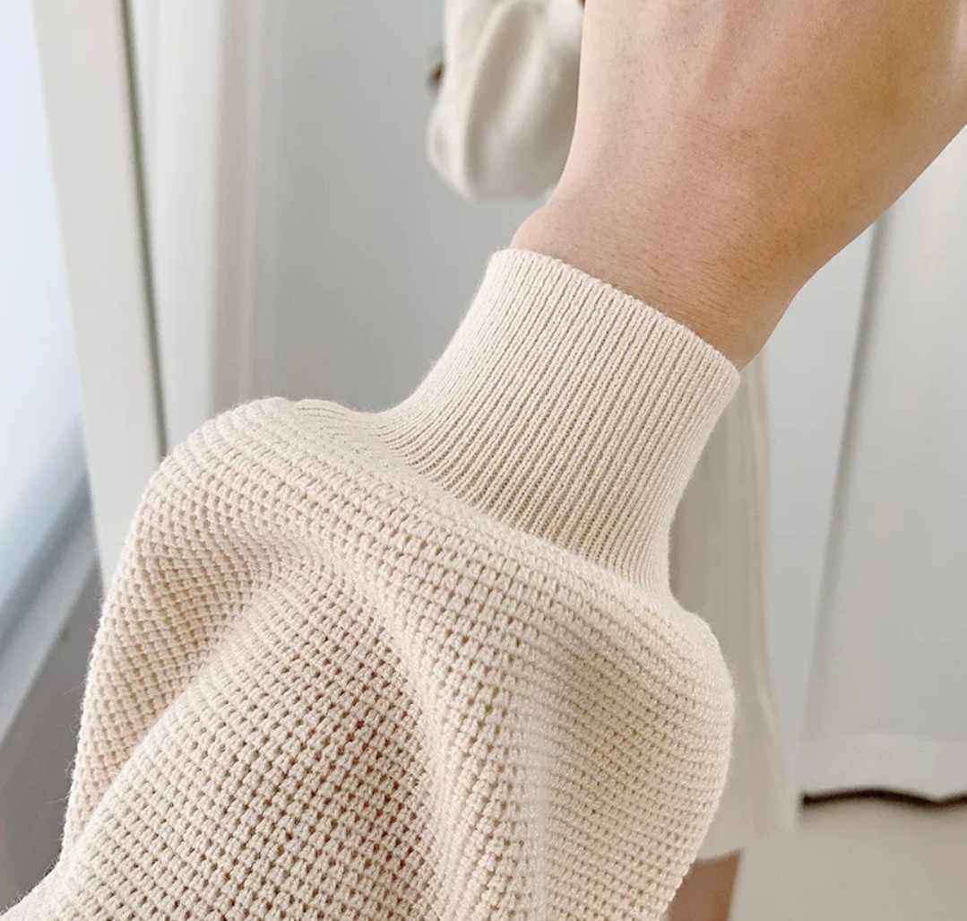 Damska dzianinowa sukienka midi kolor Ecru - obrazek 3