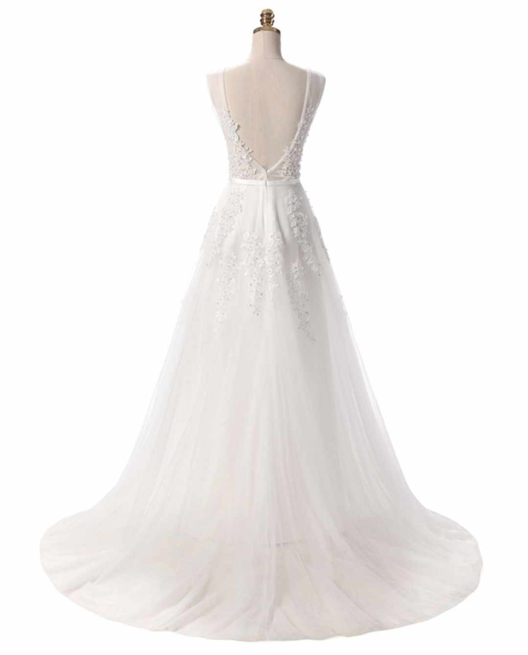 Suknia ślubna tiulowa z koronką S - obrazek 2