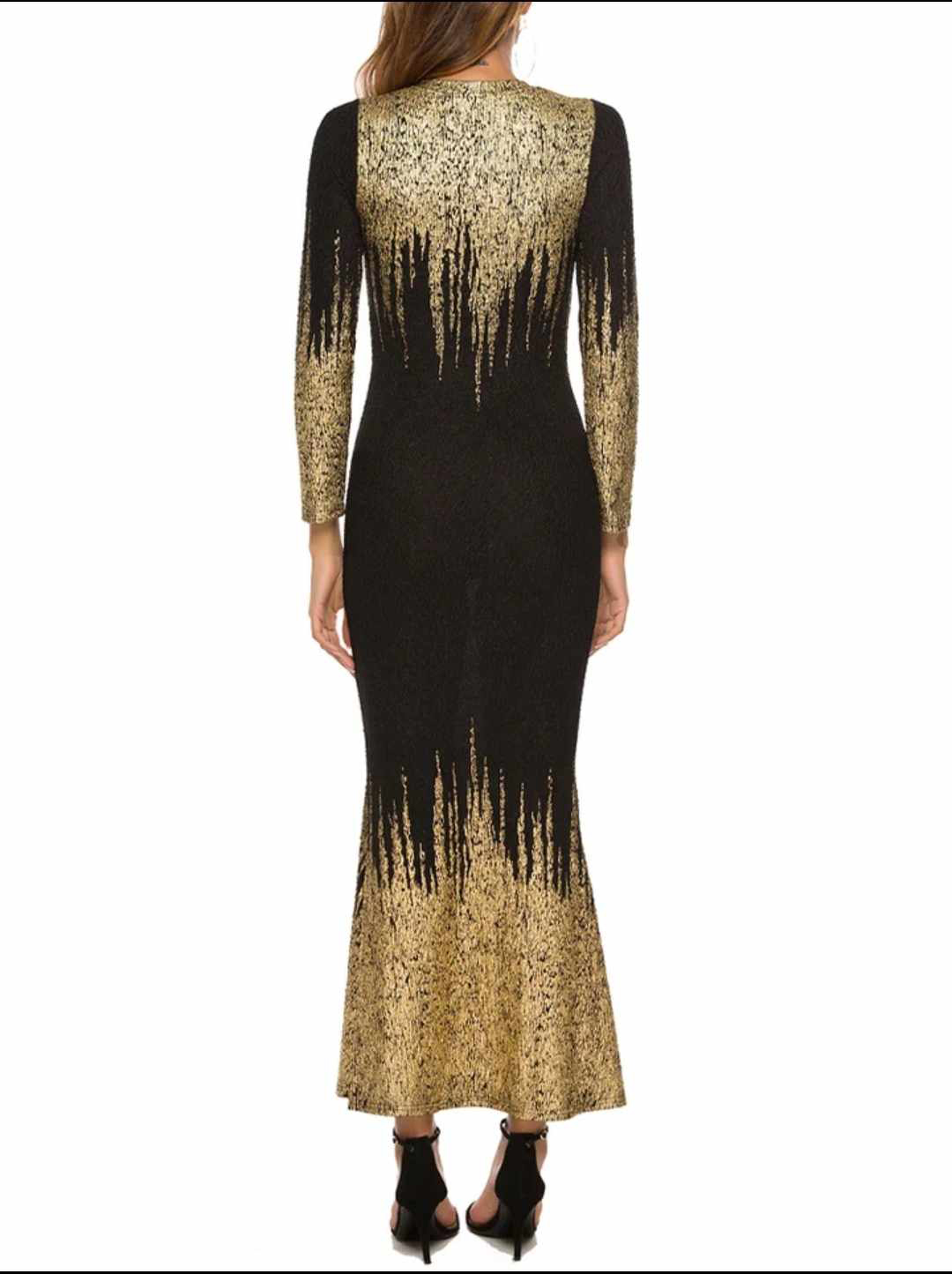 Damska długa sukienka z długim rękawem S - obrazek 3