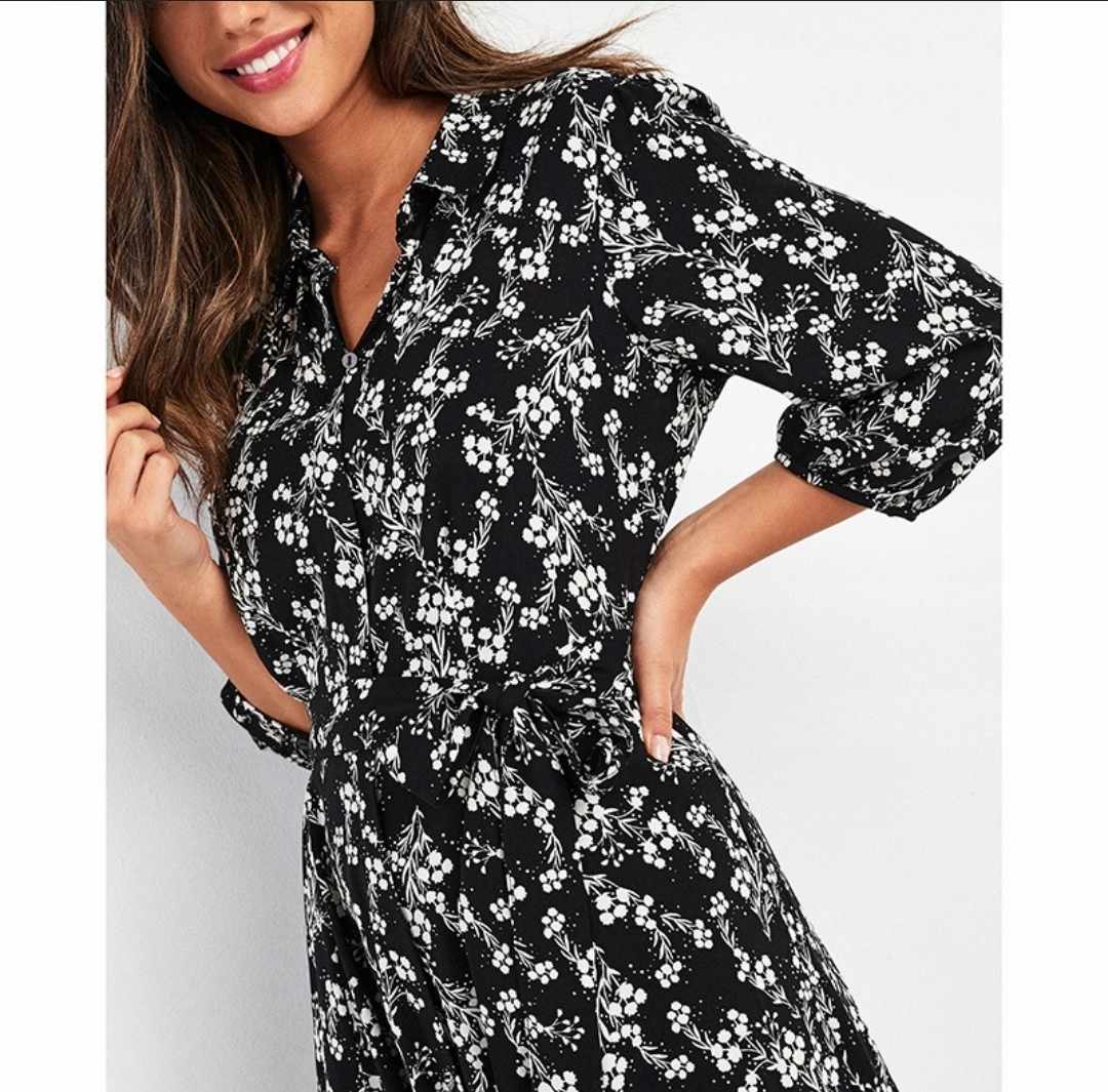 Sukienka midi z 3/4 rękawem rozmiar M - obrazek 4