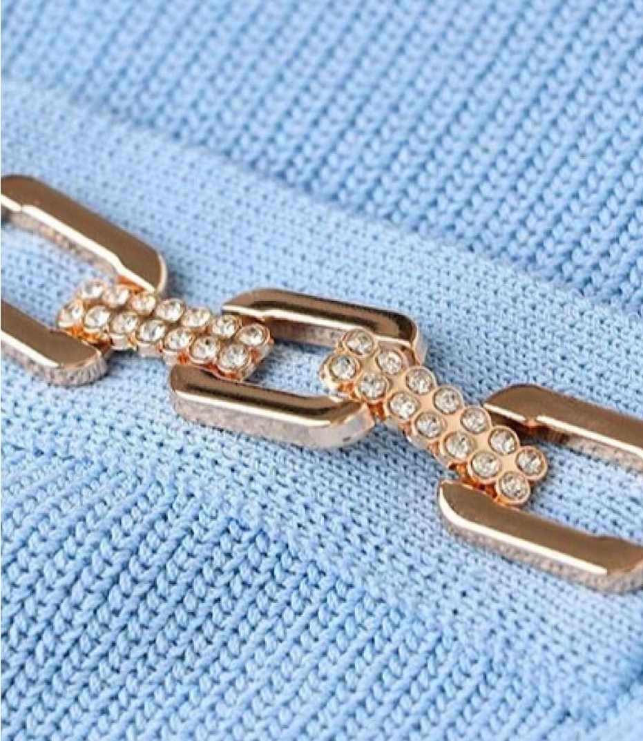 Sukienka dzianinowa niebieska mini rozmiar M - obrazek 4