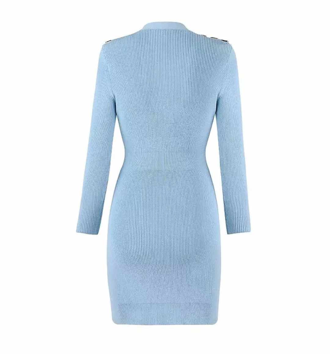 Sukienka dzianinowa niebieska mini rozmiar M - obrazek 2