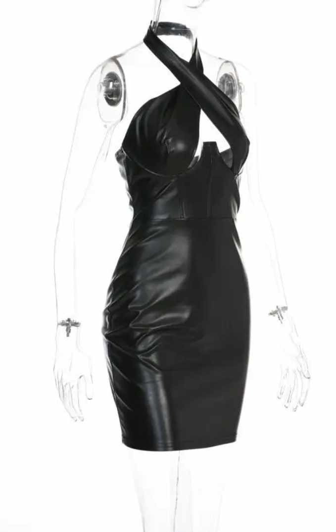 Sukienka mini z głębokim dekoltem rozmiar M - obrazek 2