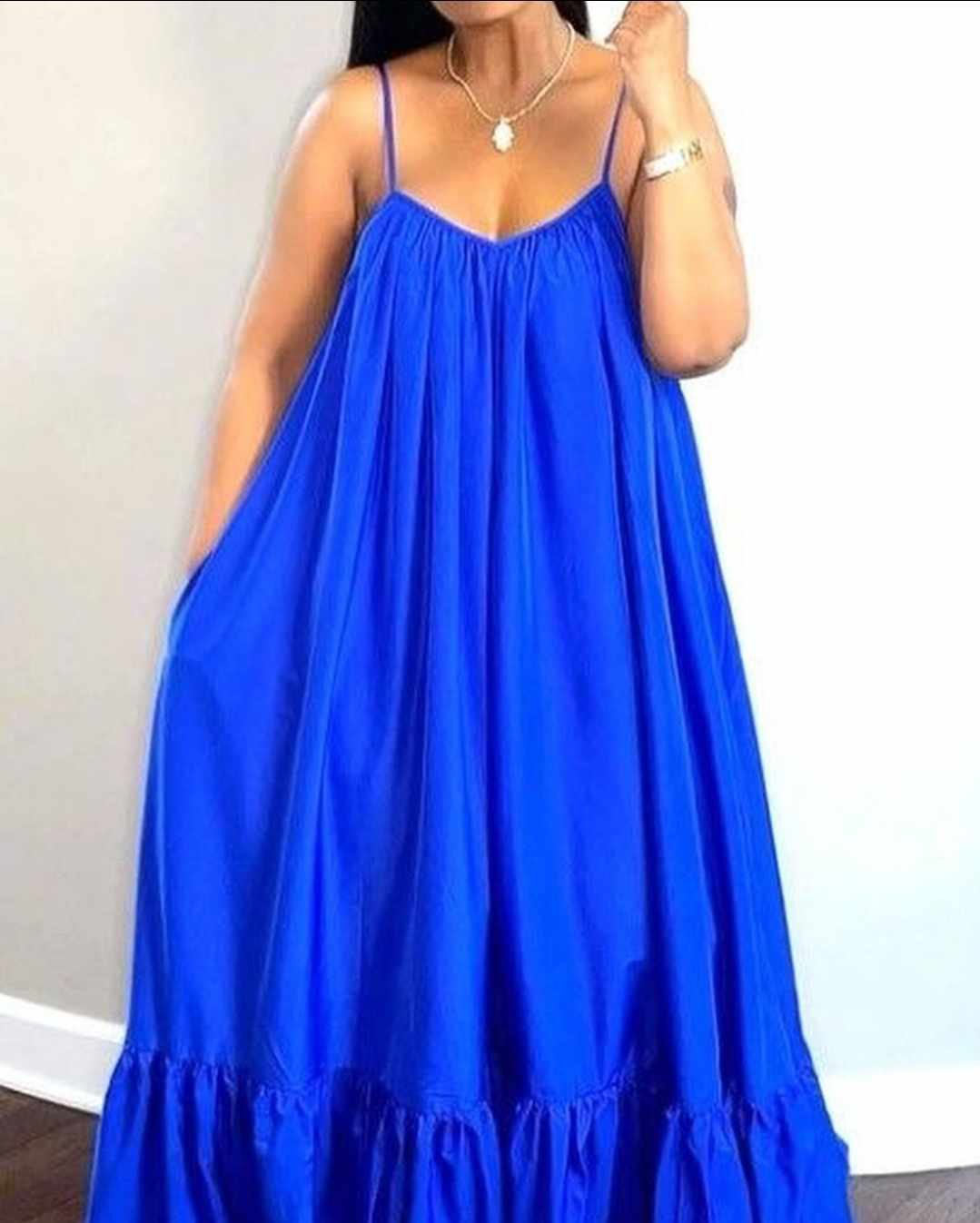 Luźna sukienka rozkloszowana maxi rozmiar XL - obrazek 7