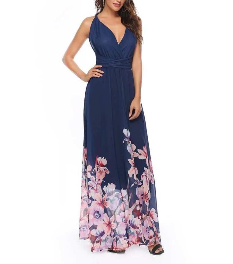 Szyfonowa maxi sukienka w kwiaty - obrazek 3