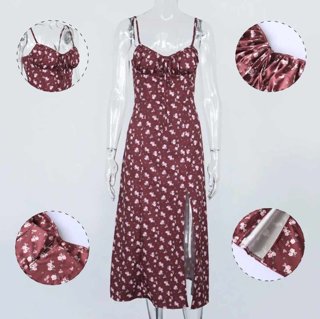 Sukienka kwiecista midi na ramiączkach rozmiar M - obrazek 5