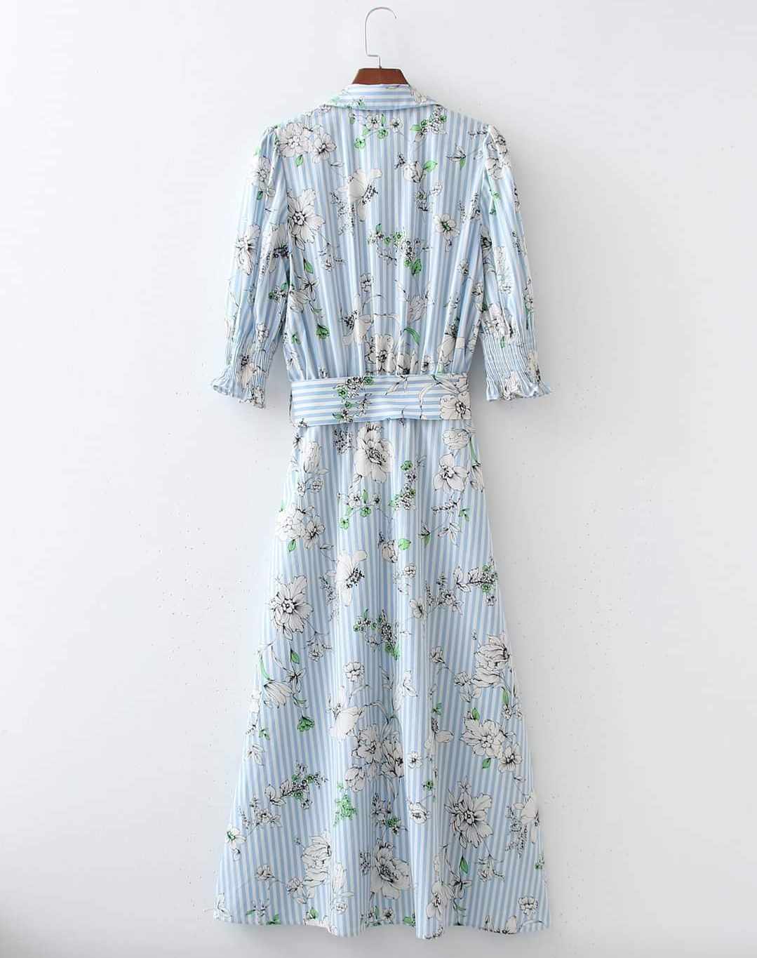 Rozkloszowana sukienka midi z 3/4 rękawem rozmiar S - obrazek 2