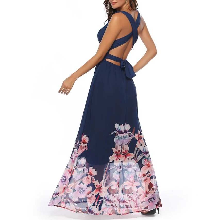 Szyfonowa maxi sukienka w kwiaty - obrazek 4