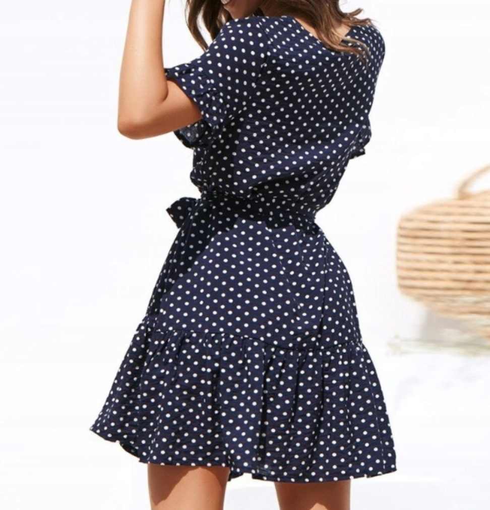 Damska letnia sukienka w groszki rozmiar L - obrazek 3