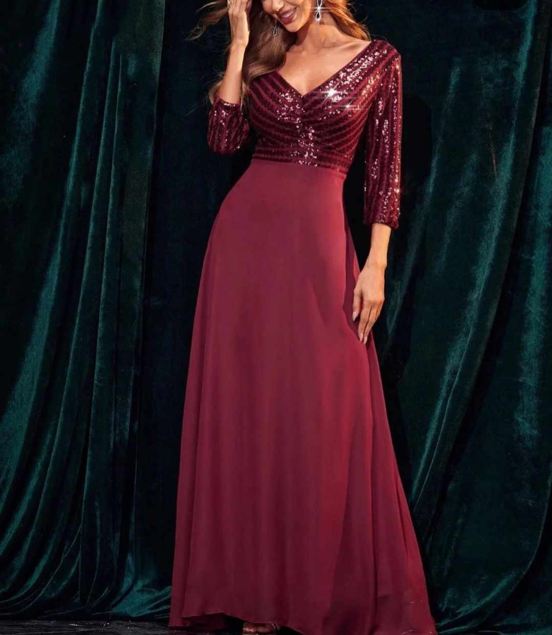 Elegancka sukienka maxi z cekinami rozmiar M - obrazek 4