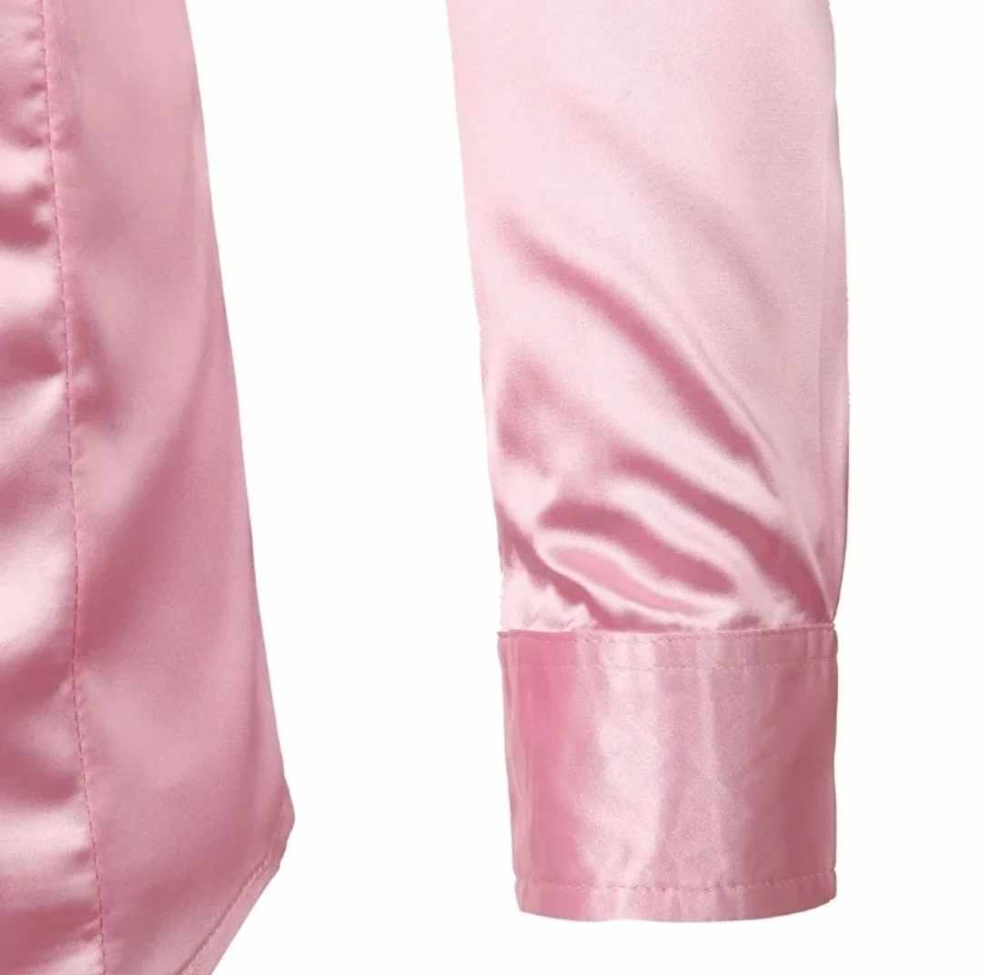 Męska satynowa koszula różowa rozmiar S - obrazek 5